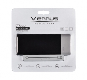 Power Bank Vennus DP662 Preta 6000mAh