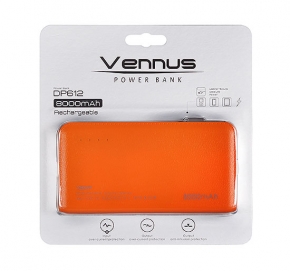 Power Bank Vennus DP612 Branca 8000mAh Laranja