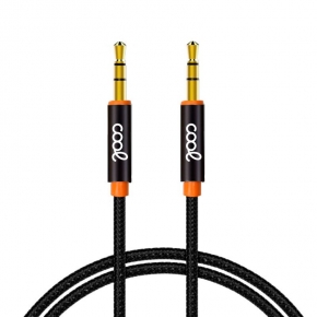 Cabo Jack 3,5 mm para Jack 3,5 mm COOL Áudio-Áudio Nylon Preto (1m)