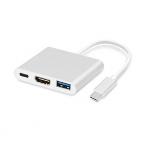 Adaptador - Tipo C para HDMI 4K*2K, USB, Tipo C - metal 0,25 metros branco